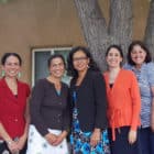 The Heart of Gender Justice research team. From Left: Lisa Cacari Stone, Antoinette Villamil, Sarah Ghiorse, Nancy López, Renee Villarreal, Claudia Díaz Fuentes, and Fatima van Hattum.